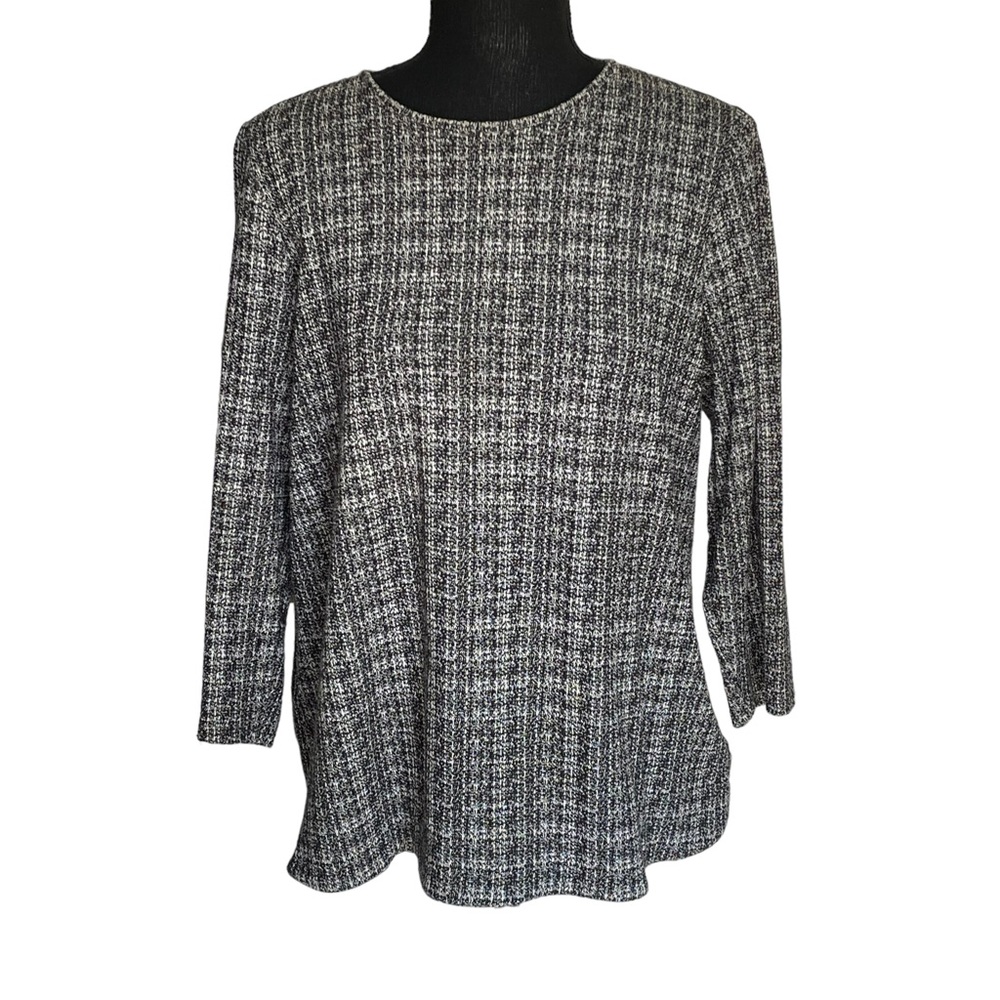 J. Jill Wearever Collection Knit Top Black White M
